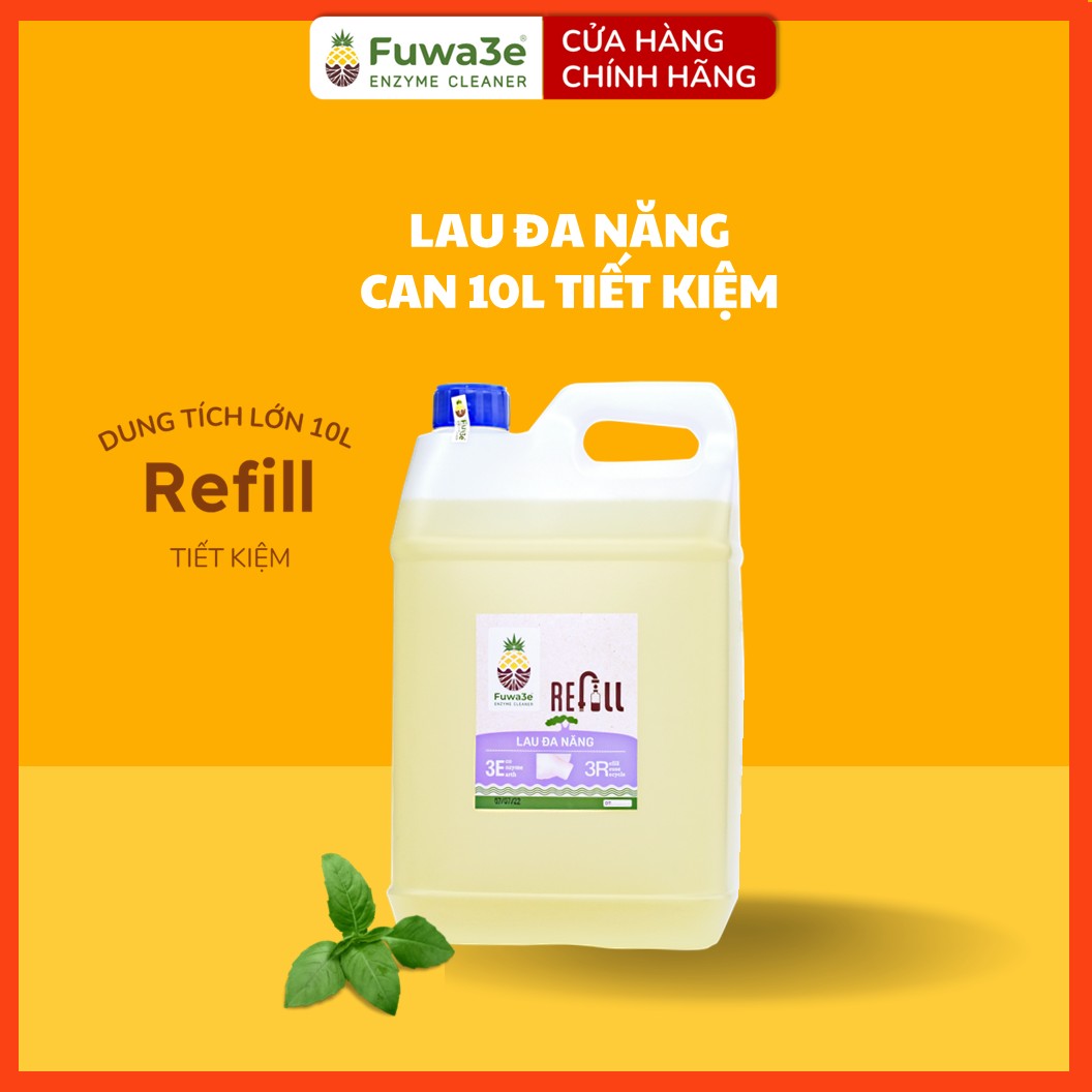 Nước lau đa năng Fuwa3e can 10L – dung tích lớn, tiết kiệm, dễ chiết sang chai nhỏ